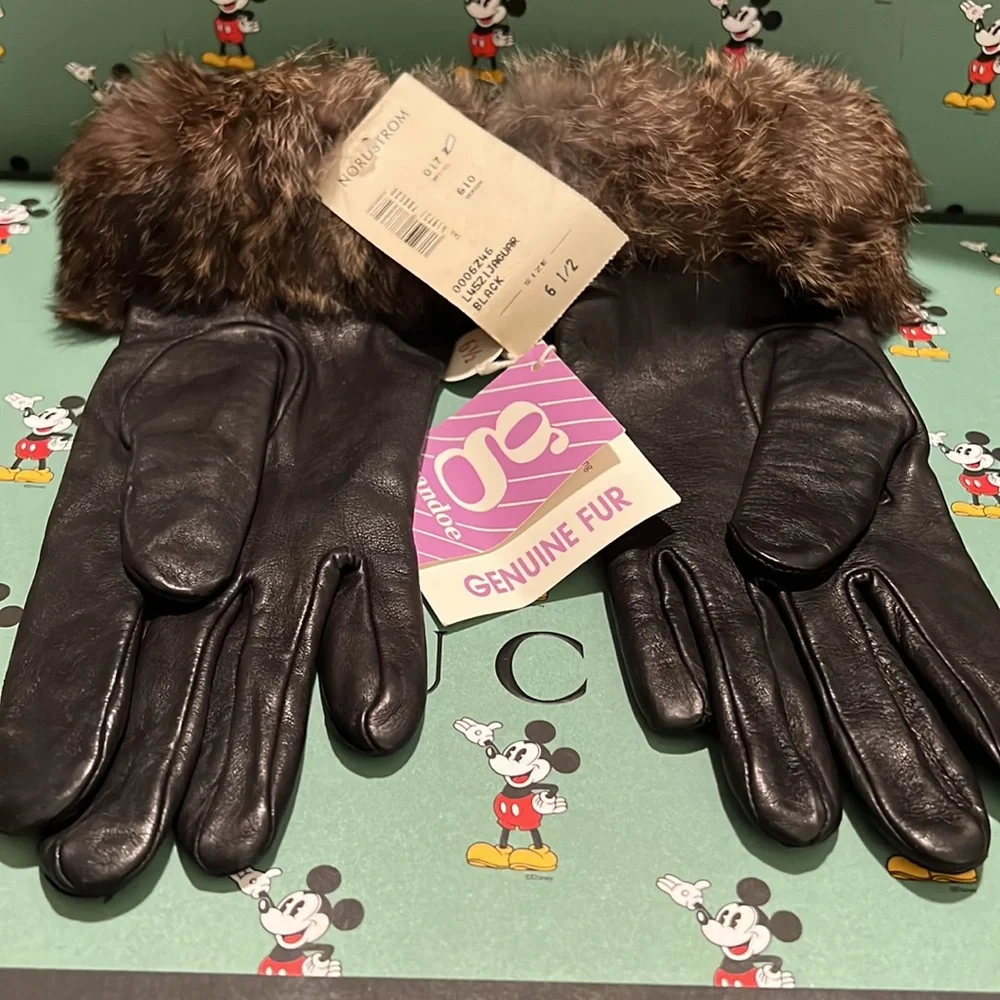 Leather gloves with genuine fur NORDSTROM